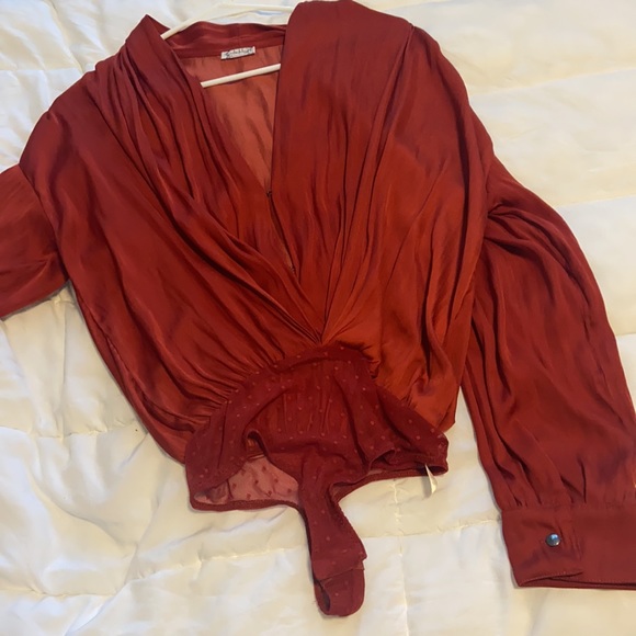 Brick Red Free People Plunge Bodysuit - Picture 8 of 8